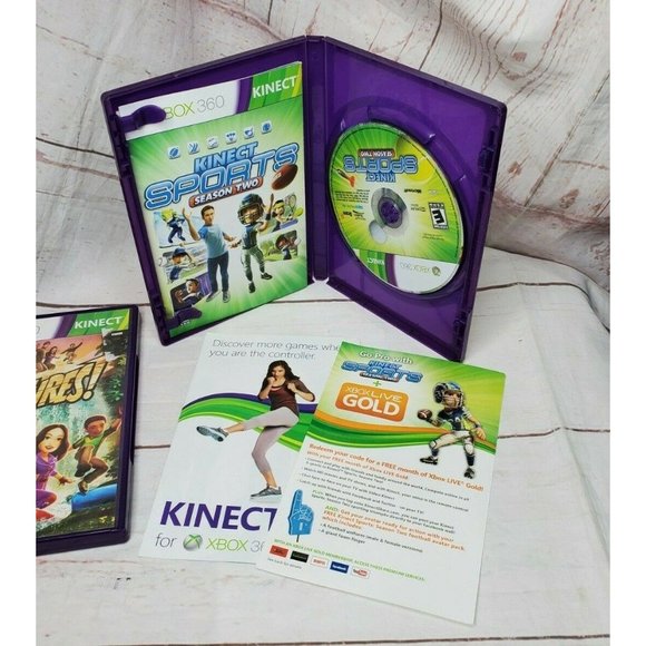 Xbox 360 Kinect Sports Season 2 & Kinect Adventures Video Game Bundle No Scratch - Picture 9 of 10